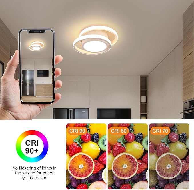 DELIPOP Modern LED Ceiling Light, 36W 2160LM Round Small Ceiling Lamp, (Warm Light, 3000K) Aluminum Close to Ceiling Light Fixture for Hallway, Aisle, Corridor, Bedroom, Kitchen (White)