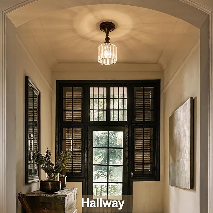 Flush Mount Ceiling Light Fixture Modern Black Entryway Light fixtures Farmhouse Lighting for Porch Hallway Kitchen Bedroom