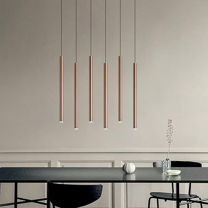 CANALIS 6 Mini Pendant Lighting Copper - LED Hanging Light Fixture for Kitchen Island, Bar, Foyer - Cluster Pendants - Dimmable, Adjustable Wire, Lamp Bulb Included