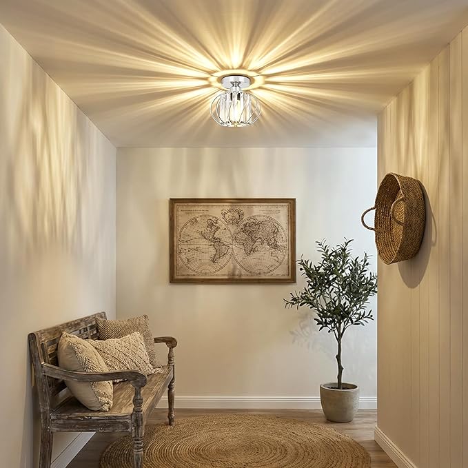 FRIDEKO HOME Crystal Ceiling Light Fixture - Crystal Chandelier Small Semi Flush Mount Ceiling Light Modern Lights Ceiling Mount for Hallway Kitchen Entryway Bedroom Bathroom (2 Pack, 7.48 Inch)