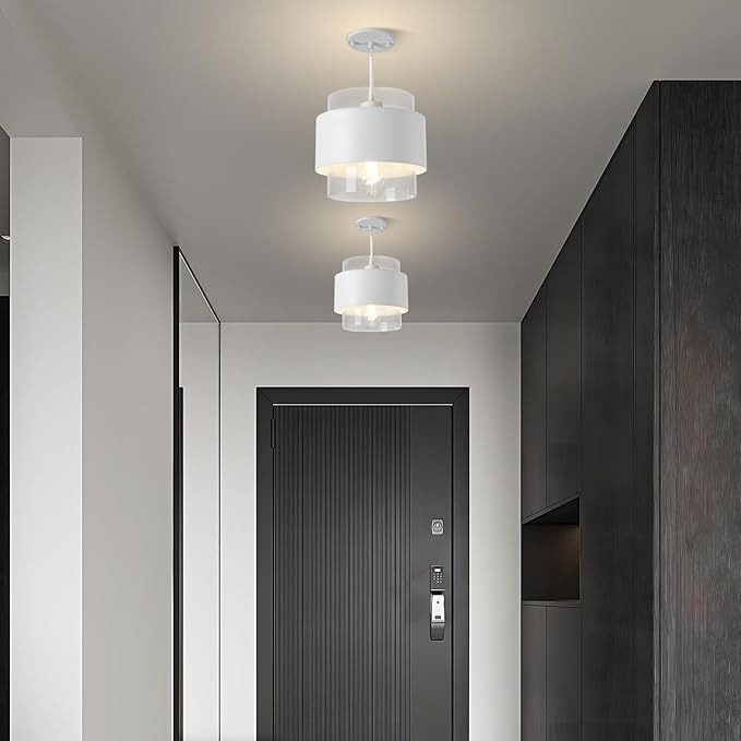 9.8" Pendant Lights Kitchen Island, Industrial Pendant Lighting with Durable Metal Shades, Adjustable Hanging Light Fixtures for Kitchen Island Living Room Hallway