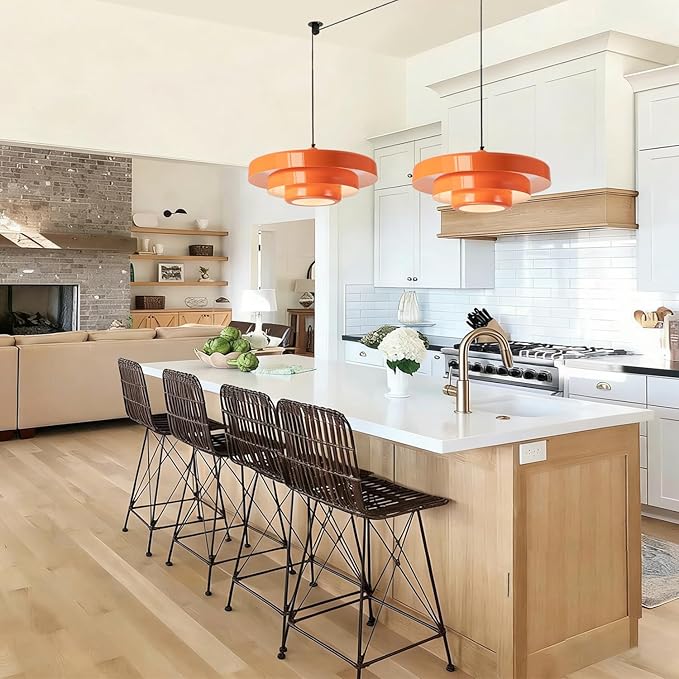 Plug in Pendant Light Fixtures, Plug in Chandelier Mid Century Modern Hanging Lamp with Pulley Nordic Style Pendant Lamp Metal Shade On/Off Switch Hanging Light for Living Room Dining Bedroom Kitchen