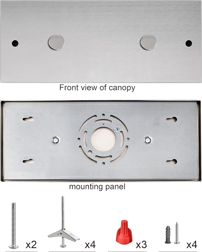 Two Pendant Light Linear Canopy Accessory Light Kit, 14 inch Flush Mount Cluster Canopy, Hanging 2 Lights with One Outlet Box for Kitchen Island, Mounting Hardware Included, Brushed Nickel…
