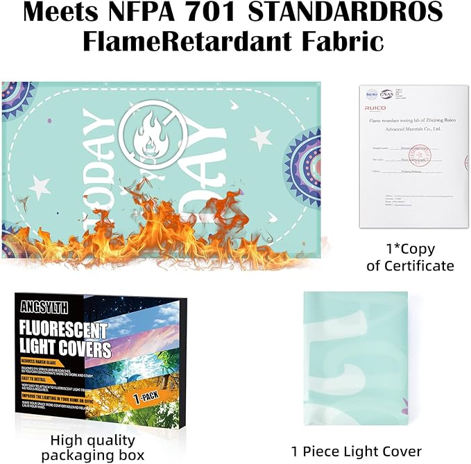 Fluorescent Light Covers - Classroom Covers for Ceiling Lights, 1 PCS 4 x 2 Feet Magnetic Light Filters, Classroom, Office Decor (Todat is your Day)