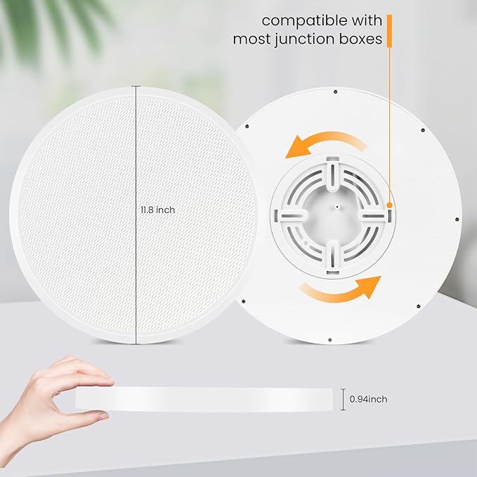 2 Pack Led Ceiling Light - 12 Inch, 24W, Flat, 3 Color Temperature Select, Round, White - LED Flush Mount Light Fixtures for Bedroom