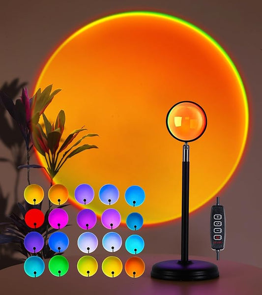 AIHYING Sunset Lamp Projector,Multicolor Changing Night Light 360 Degree Rotation Rainbow Led Sun Lamp for Photography Backgrounds,Party,TikTop Live,Christmas Gifts,Home Decor,Mood Lighting