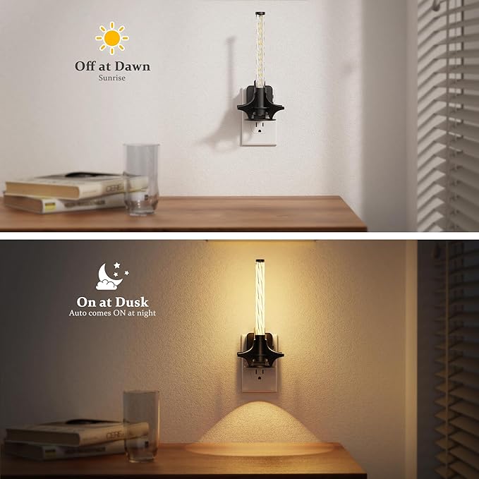 JandCase LED Night Light Plug into Wall, Dusk to Dawn Sensor, Dimmable 0-100LM Adjustable Brightness, 3000K Soft White Night Light for Bedroom, Bathroom, Stairway, Hallway, 1 Pack