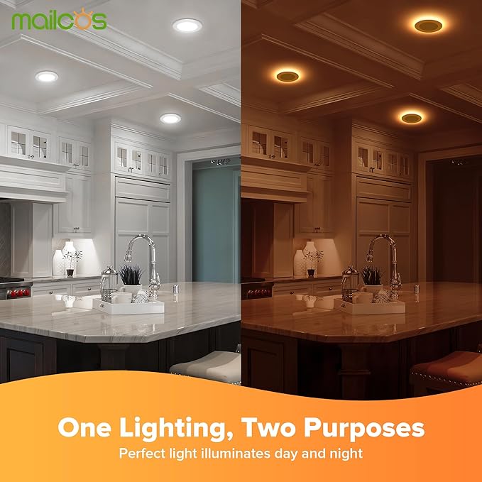MAILCOS 12 Pack 4 Inch 5CCT LED Recessed Ceiling Light with Night Light, 2700K-5000K Selectable, Ultra-Thin Lighting, 9W 810LM, Dimmable Canless Wafer Downlight ETL Certificated