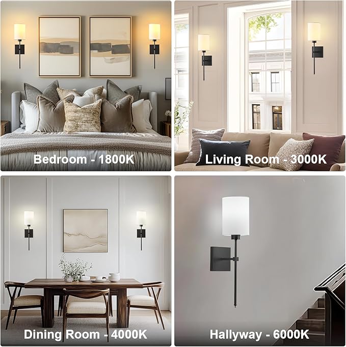 KARTOOSH Battery Operated Wall Sconce Set of Two, Wireless Rechargeable Wall Light with Remote Control, Dimmable, 4 Color Temperatures, RGB, Timer, for Living Room,Bedroom,Entryway, Black, 20.6 Inch
