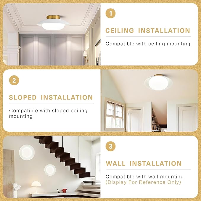 15.75 inch Modern LED Semi Flush Mount Ceiling Light - Round Matte White and Gold 36W 5000K Daylight Not Dimmable Bright Fixture for Kitchen Master Bedroom Living Room Entryway Lighting