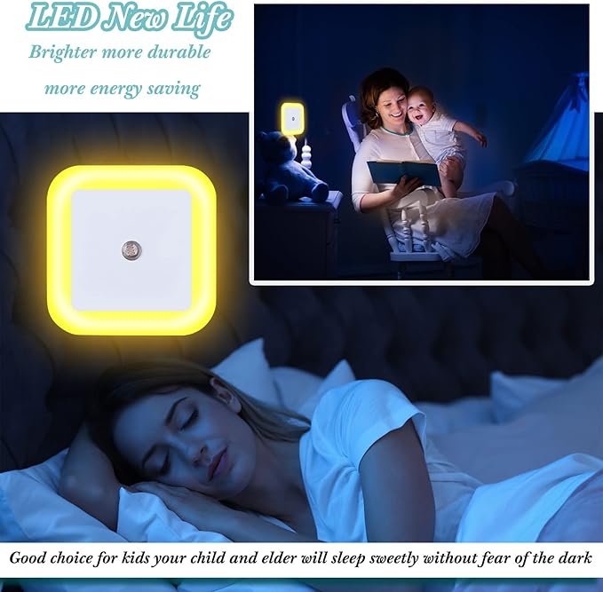 Tuanse 48 Pack LED Night Lights Plug into Wall Smart Sensor Sensor Automatic Night Lamp Nightlights Accessories for Bedroom Bathroom Toilet Stairs Kitchen Hallway(Orange)