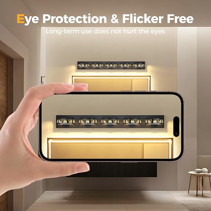 Modern Bathroom Vanity Lights 36.6 inch 5 Color Temperature Black Light Fixtures for Bathroom Above Mirror(5-Light,Dimmable)crystal Bathroom Light Fixtures for Mirror,Living Room,Kitchen,Hallway