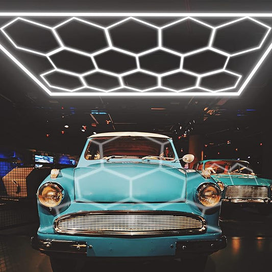 LZHOME LED Hexagon Garage Light - Super Bright 900W 108000LM Car Detailing Shop Ceiling Lights Lighting System for Home Gym Workshop Basement Warehouse 45CM/Lamp Tube