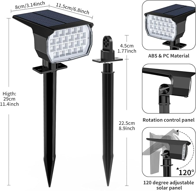 WENATY Solar Spot Lights Outdoor Color Changing, [7 Mode/6 Pack] Christmas Landscape Spotlights, Solar Lights Outdoor Waterproof, Solar Led Powered Flood Light for Outside Pathway Yard Garden Walkway
