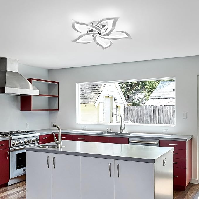 Modern Ceiling Light Fixture, 3000K-6000K Dimmable Flush Mount Ceiling Light with Remote Control, 45W Acrylic Chrome LED Ceiling Lights for Living Room, Bedroom, Dining Room,23.6In
