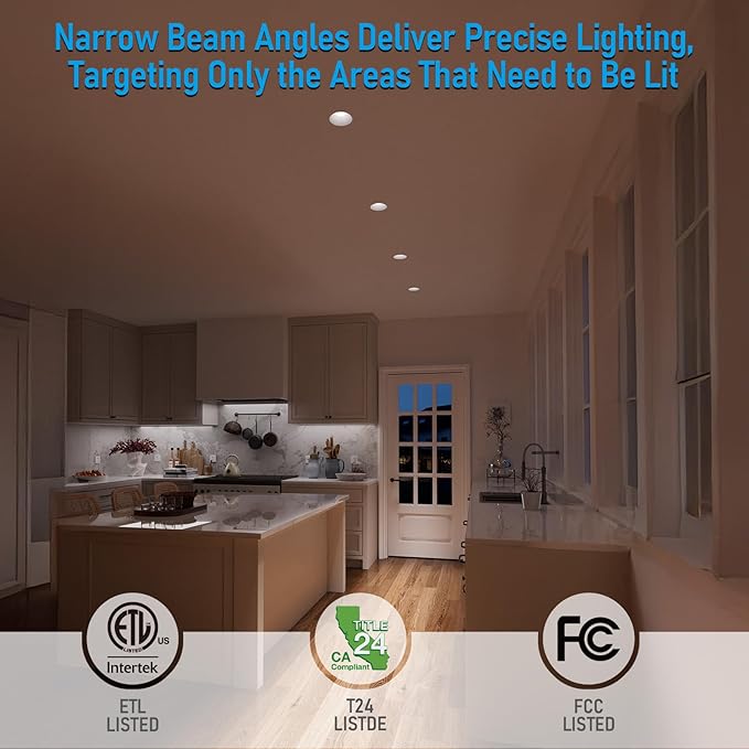 TORCHSTAR 3 Inch 5CCT Anti Glare LED Recessed Lights with J-Box, Deep Recessed Zero Glare Canless Downlight, Ultra-Slim Trim Gimbal Ceiling Light, 2700-5000K, Ultra Narrow Frame, ETL FCC, Pack of 6