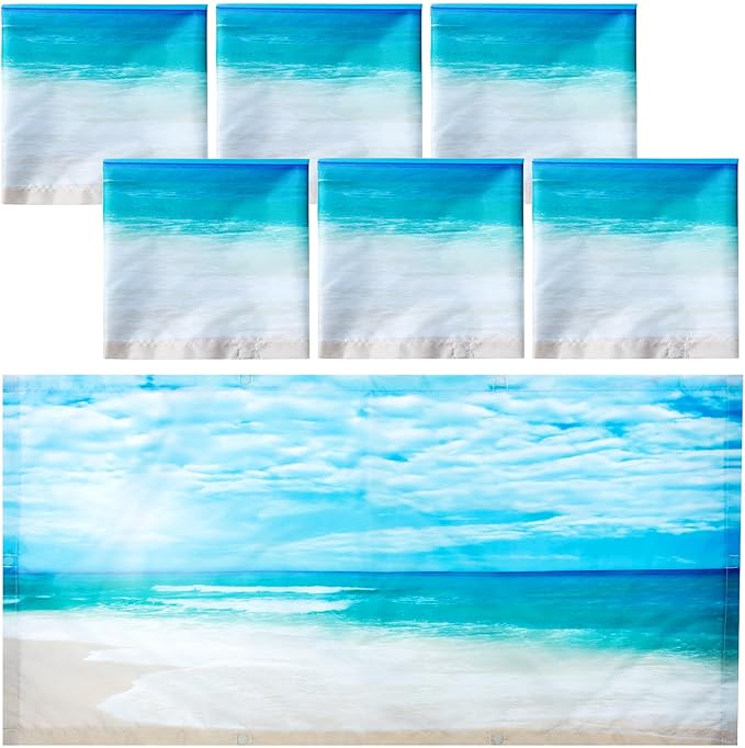 Hortsun 6 Pcs Fluorescent Light Covers - 4 x 2 Feet Magnetic Light Filters, Ceiling Lights Covers for Classroom Fluorescent Shade, Hospitals, School Office Cubicle Decor(Beach)