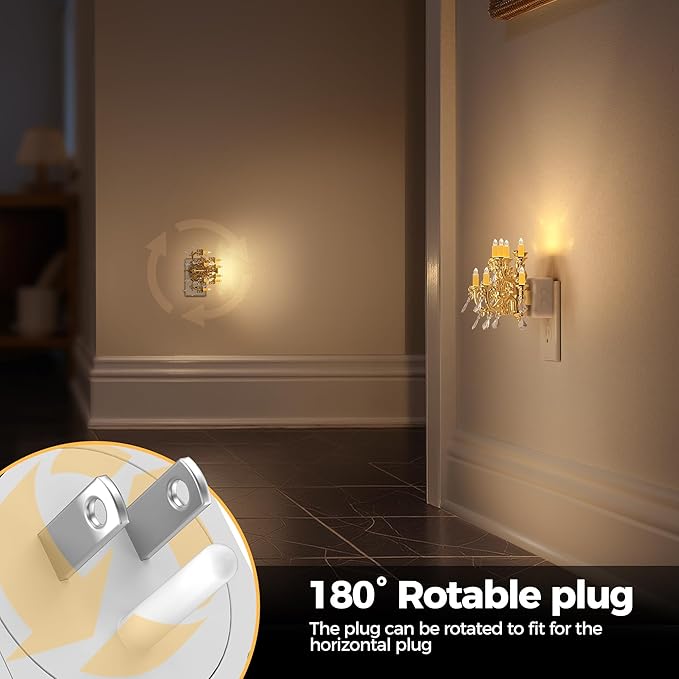 Briignite LED Night Lights Plug into Wall, Chandelier Night Light with Dusk to Dawn Light Sensor, Dimmable Golden Nightlight Plug in, 3000K Soft White for Bathroom Bedroom Hallway Kitchen