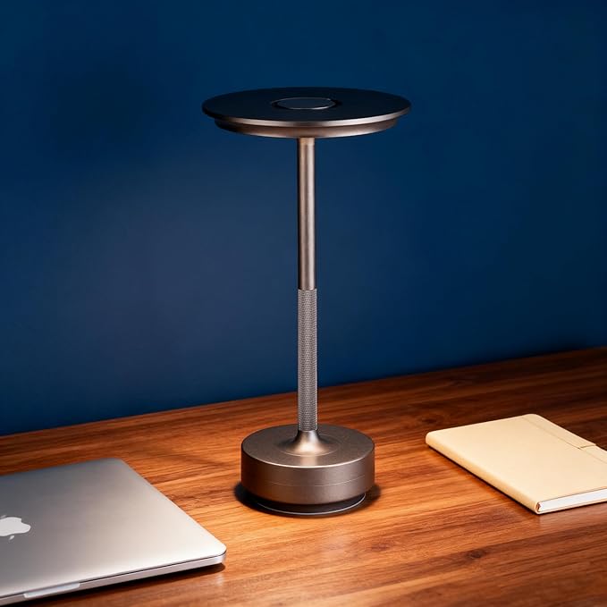 UdoUto 2-Pack Cordless Table Lamp Rechargeable - 5000mAh Battery Operated LED Table Light with Touch Stepless Dimming - Portable Coffee Metal Outdoor Lamp for Patio, Restaurant, Living Room