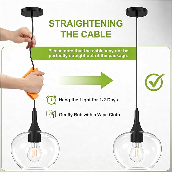 Glass Pendant Lights Kitchen Island, 9.45'' Matte Black Pendant Lighting Fixtures, Modern Hanging Ceiling Light with Clear Glass Shade for Farmhouse Dining Room Bedroom Hallway(1 Pack)