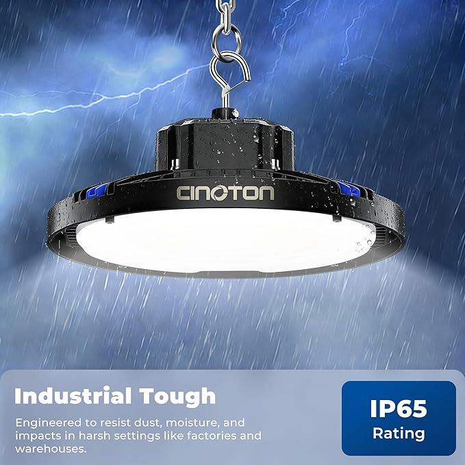 CINOTON Smart UFO LED High Bay Light 210W 29400lm, 2700K-6500K 1-100% Brightness Stepless Dimm Aluminum Shop Lights, ETL Listed Lighting for Garage Workshop, APP/Alexa/Remote Control, 120-277V, 1 Pack
