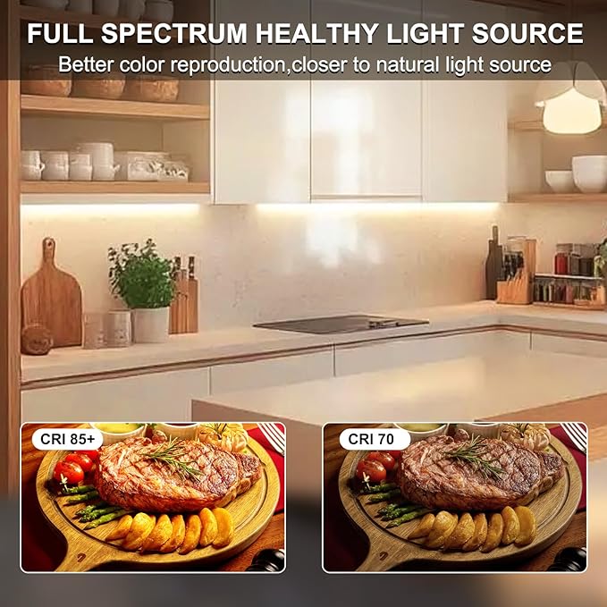 COB LED Strip Lights 5V USB Powered Dimmable LED Rope Lights 3000K Warm White 6.6ft TV Backlights,Flexible LED Strip Lights Under Cabinet Light for Bedroom,Kitchen,Shelf Lighting