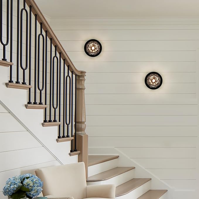 Crystal Small Chandelier Light Fixture: K9 Crystals Brass Semi Flush Mount Ceiling Lights - Black Globe Wall Sconce - Modern Mini Chandeliers for Bedroom Hallway Bathroom Living Room Entrance Closet