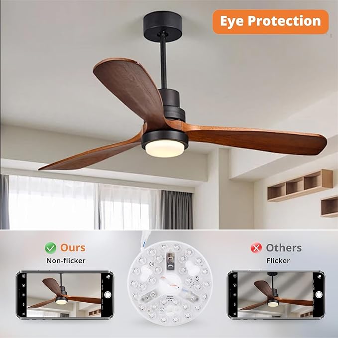 Pomya 5.3 Inch LED Retrofit Light Kit for Ceiling Fan Light Replacement Panel, 3000K 4200K 6500K Color Temperature Adjustable, Dimmable 15W Round LED Light CRI90