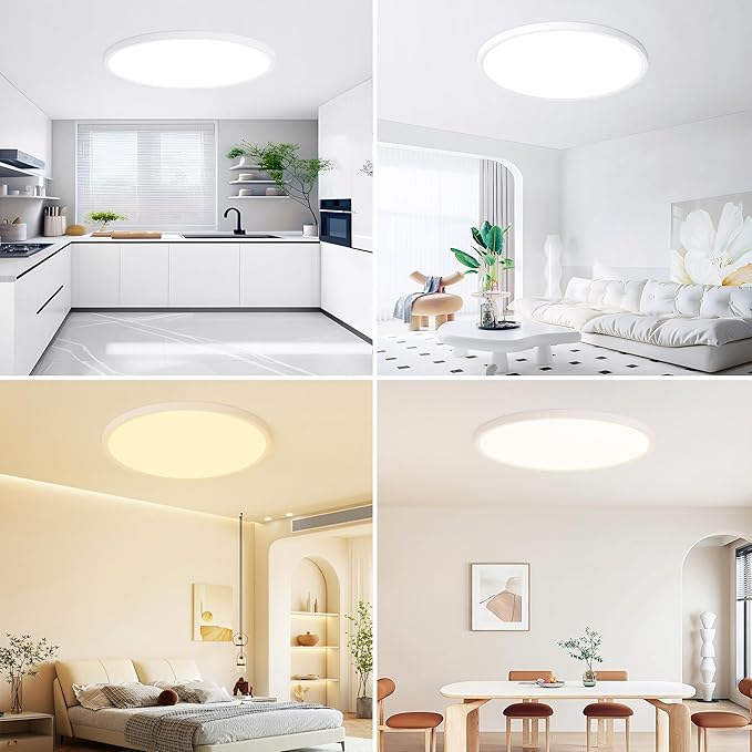 20 inch Led Ceiling Light, Ultra Thin Dimmable Flush Mount Ceiling Light, 3000K/4000K/6500K Selectable Round Ceiling Lamp for Bedroom Kitchen Living Room,White