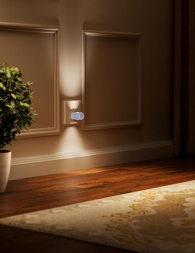 GEPLAD 4-Pack Motion Sensor Night Light, Plug into Wall Dusk to Dawn LED Nightlight, Auto On/Off, 3000K Soft White 100 Lumens, Rotatable Plug-in Design for Hallway, Staircase, Bathroom, Corridor