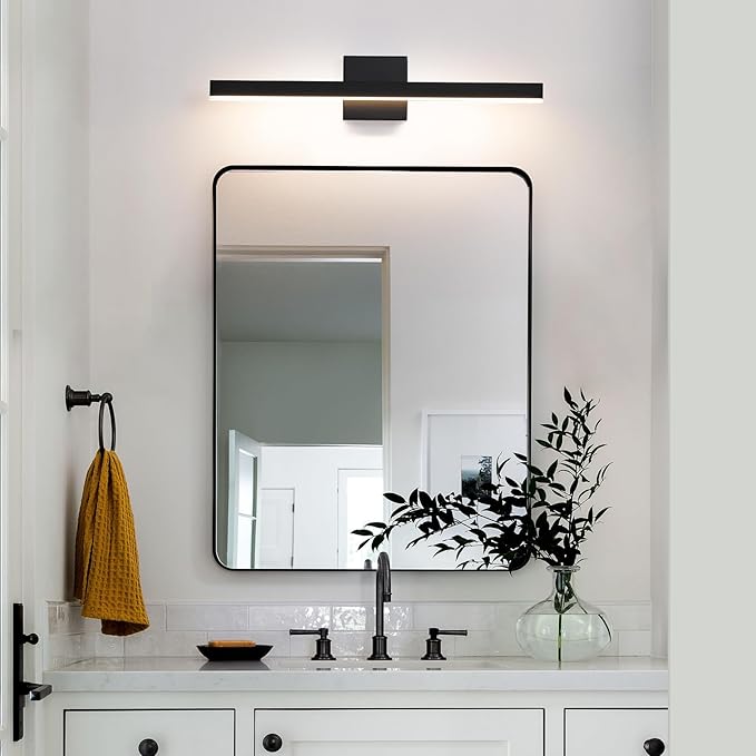 KAISITE Modern Black Bathroom Light - 24 inch Dimmable 5CCT LED Bar Vanity Light Over Mirror