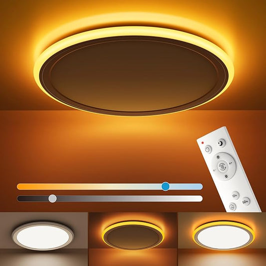 BLNAN 13in LED Flush Mount Ceiling Light Fixture with Remote Control, Dimmable Night Light 2000K, 3000K-6500K 24W Wired Low Profile Light for Bedroom, Kitchen, Living Room, Round White