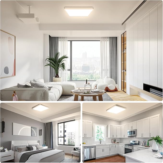 9Inch 18W Square LED Ceiling Light Fixtures Flush Mount, 4000K Natural White LED Ceiling Lamp, Surface Mount Modern Ceiling Lights, Slim Flat Panel Lighting for Bedroom, Kitchen, Bathroom Etc.