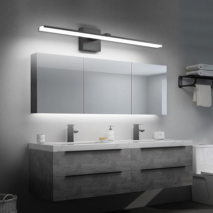 ZUZITO Modern Vanity Lights for Bathroom - 30 inch LED Bathroom Lights Over Mirror Black Light Fixture Bath Room 6000K Cool White