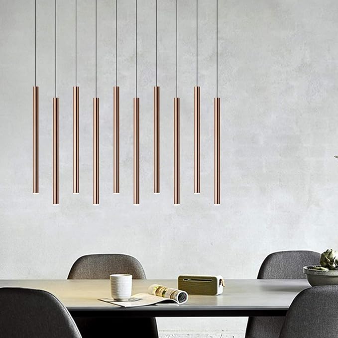 CANALIS 10 Mini Pendant Lighting Copper - LED Hanging Light Fixture for Kitchen Island, Bar, Foyer - Cluster Pendants - Dimmable, Adjustable Wire, Lamp Bulb Included
