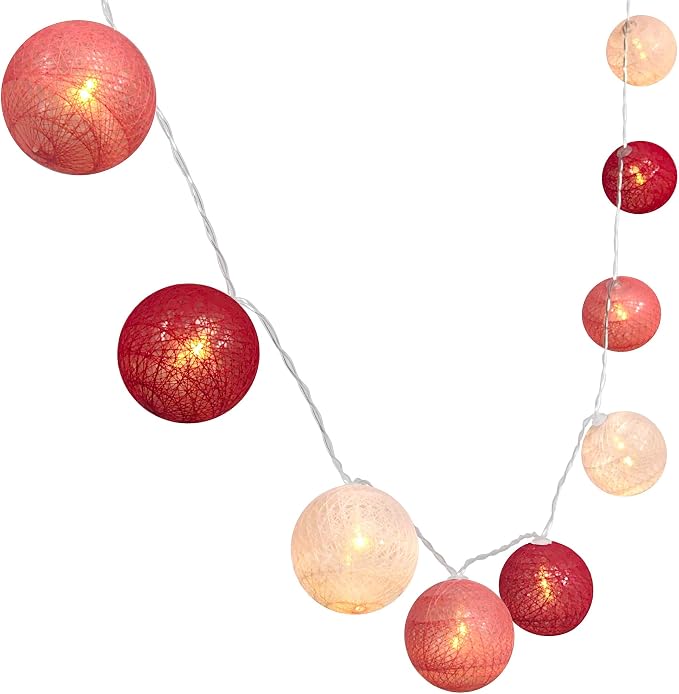 Gardeningwill 3M/10Ft 30 Red White Ball LED Battery Operated String Fairy Light