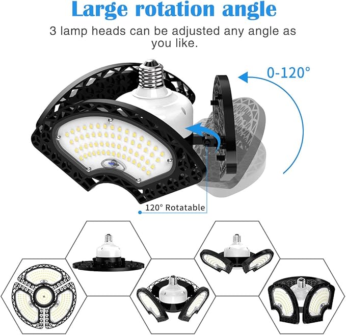 LED Garage Light 120W Deformable LED Ceiling Lights 18000 Lumens Led Shop Lights for Garage.