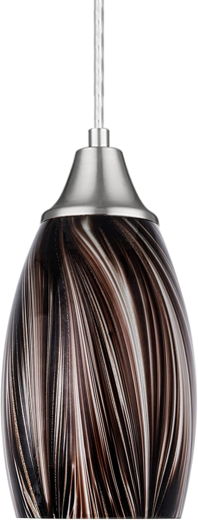 karyfine Mini Pendant Lights Kitchen Island,Blown Art Glass Pendant Light Fixtures with Brush Nickel Finish Coffee Brown Hanging Lamp Shade for Kitchen Over Sink,Hallway,Bathroom Dining Room