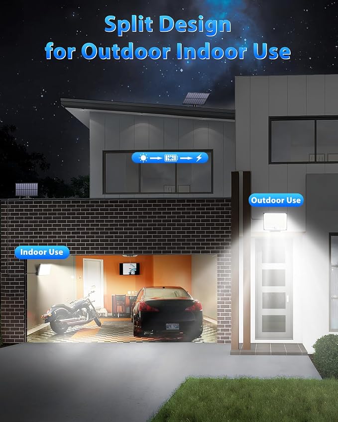 Gusicil Solar Lights for Outside, Motion Sensor Outdoor Lights, 4 Pack | 3 Modes Split Motion Sensor, Remote Control, Waterproof IP65, For Yard, Patio, Garden, Garage