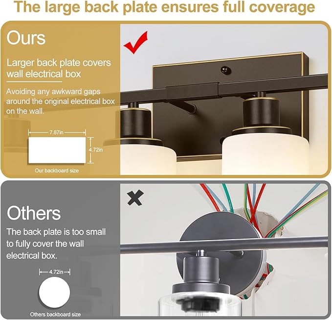 Indoi 4-Light Bathroom Light Fixtures, Brown and Gold Vanity Lights with Milk Glass Shades, Modern Bathroom Wall Lamp for Mirror Living Room Bedroom Porch