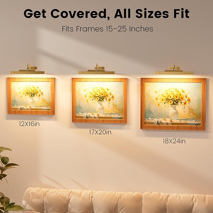 Picture Light Wall Sconce, 4400mAh Rechargeable Wireless Battery Lighting, 12'' Dimmable LED with Remote 3CCT for Wall Art Gallery Display (Antque Gold)