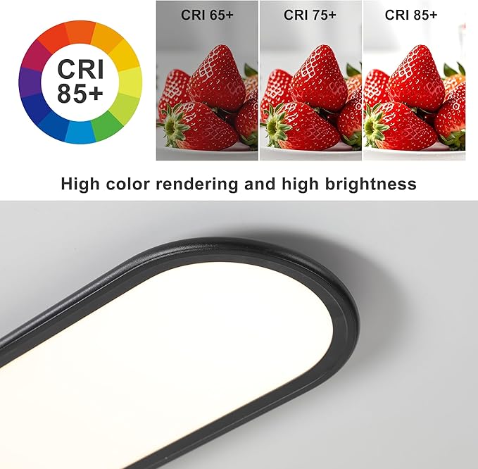 Ganeed 55.1" High Brightness Linear LED Ceiling Lamp, 60W Dimmable Low Profile Flush Mount LED Flat Panel Long Ceiling Light Fixture for Kitchen Office Laundry Shop, Black