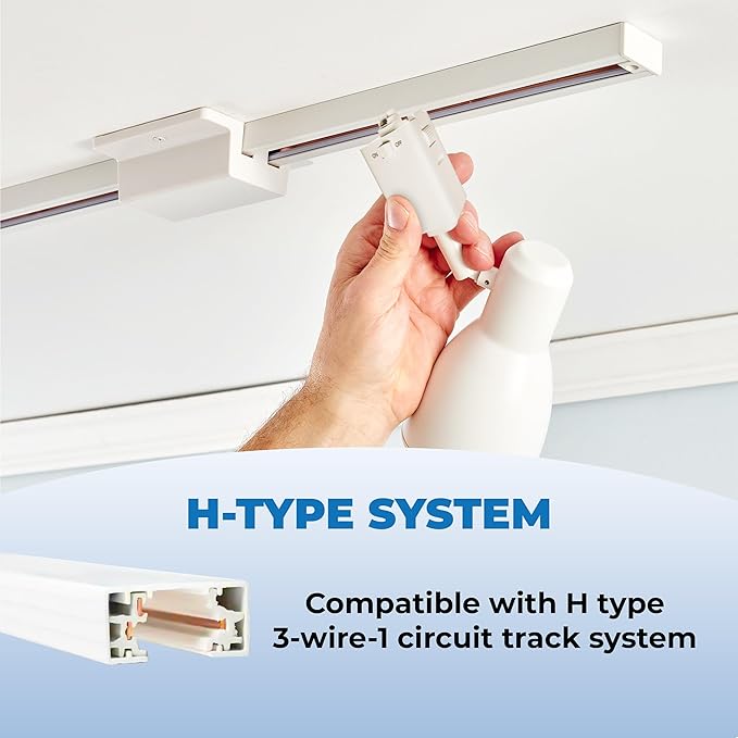 OHLECTRIC Pendant Track Adapter for H Track Only - Halo Track Adapter Supports Weight Upto Maximum of 10 Lbs and SVT 18/3 Wire - White