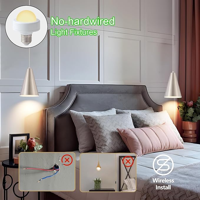 Dijiahua Brushed Nickel Battery Operated Pendant Lights Kitchen Island 3 Pack with Remote Control,Modern Wireless Rechargeable RGB Color Temperatures Hanging Lamp Fixtures with Silver Metal Shade