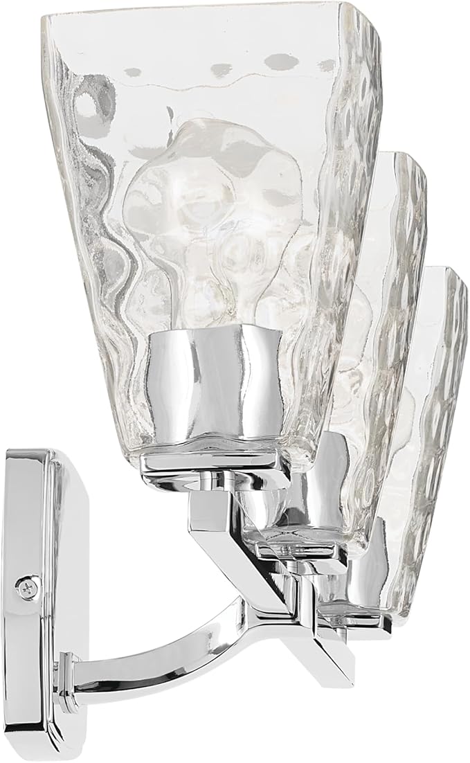 Kichler Marant 21.25" 3-Light Bathroom Vanity Light Fixture with Clear Water Glass in Chrome for Mirror, Modern Wall Mount Lighting (21.25" W x 9.5" H), 55216CHWTR