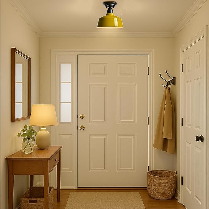 Yellow Ceiling Light Fixture Macarons Indoor Ceiling Lights for Hallway Laundry Basement 10 in Barn Style Kitchen Light Fixtures Outdoor Ceiling Lights for Porch…