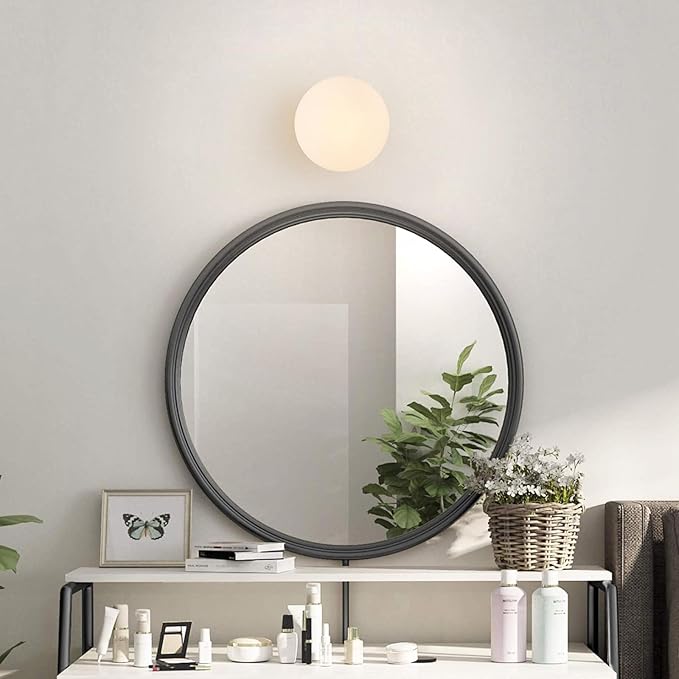 6" Modern Globe Wall Sconces, Mid Century Gold Aged Brass Wall Mounted Lamp with Globe Shade, Indoor Wall Light Fixture Ceiling Light for Bedroom Living Room Hallway Stairway.