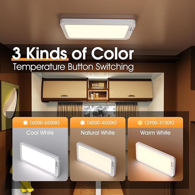 LILTSDRAE RV Lights Interior 1700LM，3 Color 12V Volt Led Light, Super Bright 120 LEDs Dome Light Fixture for RV Accessories/Camper/Car/Trailer/Boat (Frosted Finish/(Cold +Warm+Natural Light) 2PCS)