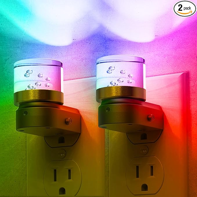 L LOHAS LED Night Light, Night Lights Plug into Wall, Color Changing Nightlight RGB with Dusk to Dawn Sensor, for Halloween, Christmas, Holiday, Hallway Bedroom Kids Room, 2 Pack