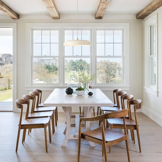 BISAMIYA Modern Kitchen Island Pendant Light - 15.7” Dimmable LED Ceiling Light with Brass Accents, 2000 Lumens Warm White for Dining Room & Living Room